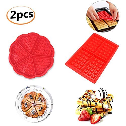 HENJI Molde Gofres Silicona, Moldes Waffle, Galletas para Tarta Muffin Cocina Herramientas, para Lavavajillas, Horno, Microondas, Refrigerador