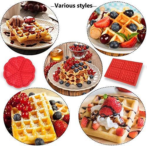 HENJI Molde Gofres Silicona, Moldes Waffle, Galletas para Tarta Muffin Cocina Herramientas, para Lavavajillas, Horno, Microondas, Refrigerador