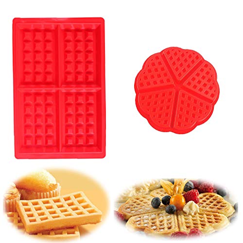 HENJI Molde Gofres Silicona, Moldes Waffle, Galletas para Tarta Muffin Cocina Herramientas, para Lavavajillas, Horno, Microondas, Refrigerador