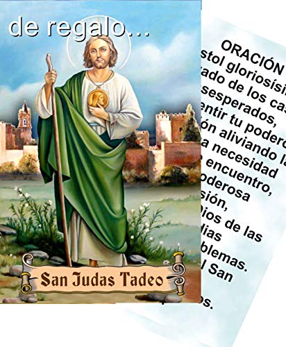 Heraldys.- Figura San Miguel Arcangel en Resina epoxi Pintada a Mano 21 cms. + Estampa + Medalla. También de Regalo estampas de San Expedito, San Pancracio y San Judas Tadeo.