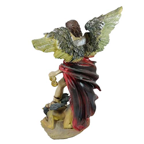 Heraldys.- Figura San Miguel Arcangel en Resina epoxi Pintada a Mano 21 cms. + Estampa + Medalla. También de Regalo estampas de San Expedito, San Pancracio y San Judas Tadeo.