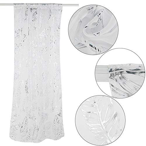 HERCHR Cortinas Transparentes de 2 Piezas, Cortinas de Cortina de Puerta de Ventana de Tul para Sala de Estar Dormitorio cafetería, 40 x 80 in(Plata)