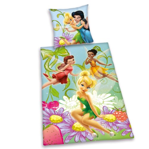 Herding 441963064 Disney Fairies Ropa de Cama, Funda de Almohada de 65 x 100 cm y Funda nórdica de 160 x 210 cm, 100% algodón, Almohada, Suiza