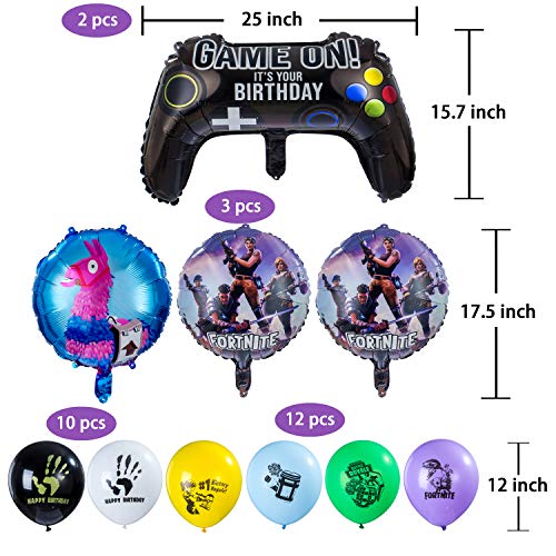 Herefun Artículos de Fiestas para Fanáticos de los Videojuegos, Cumpleaños de Tema de Videojuegos Kit de Suministros para Fiestas, Cumpleaños Decoraciones con Globos Banners, 53 Piezas