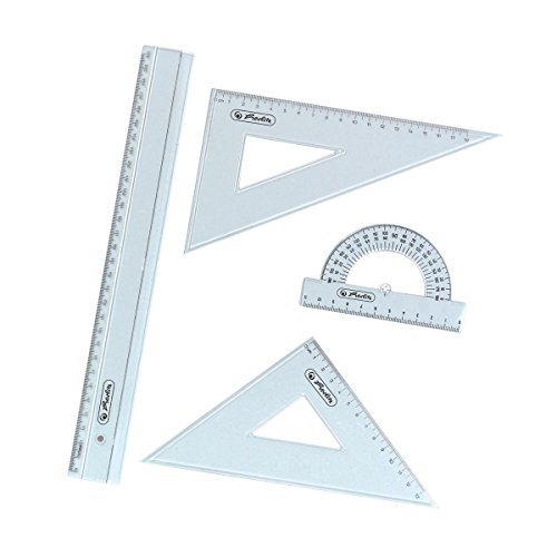 Herlitz caracteres Escobillero 8tlg/Geo de triángulos, reglas, ángulo de parábola Y Cuchillo