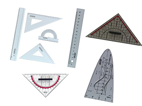 Herlitz caracteres Escobillero 8tlg/Geo de triángulos, reglas, ángulo de parábola Y Cuchillo