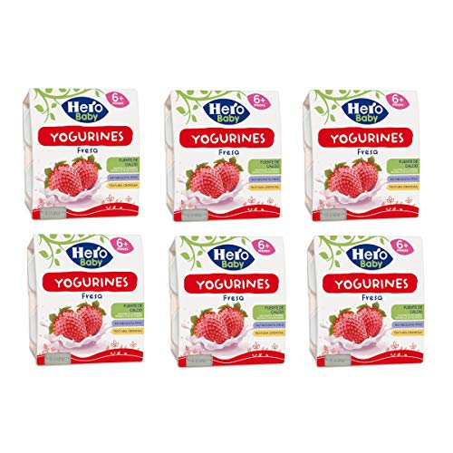 Hero Baby Yogurines Tarrinas de Yogur de Fresa para Bebés a partir de 6 meses Pack de 6 de 4x100 g