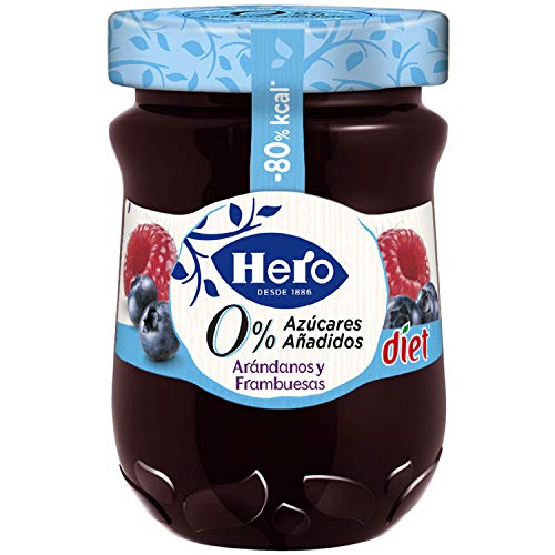 Hero Diet Confitura de Arándanos y Frambuesas Sin Conservantes ni Colorantes, Sabor Auténtico 280 g