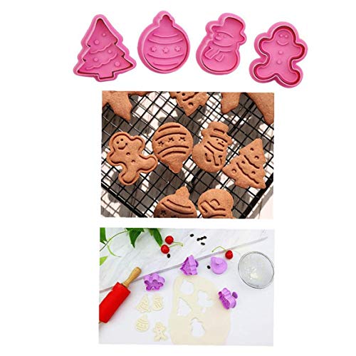 Herramienta De Decoración 4pcs Mini Temáticas Galleta De La Navidad Juego De Moldes De Plástico Moldes Invierno Primavera Pasta De Azúcar De La Torta De Prensa Con El Hombre De Pan De Jengibre Muñeco