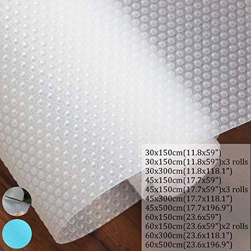 Hersvin 60cmx500cm Plastico Protector para Cocina Cajones, Alfombras Antideslizante Non Adhesivo para Nevera Mueble Fregadero Estante Organizador Cubiertos EVA Cubre Encimera(Transparente Punto)