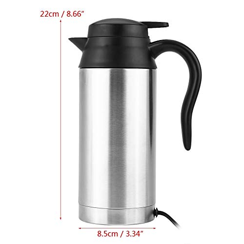 Hervidor de agua eléctrico - 750ml 12V del coche de acero inoxidable de mechero Calefacción Hervidor Taza eléctricos termos de viaje for la Leche de agua for preparar té café