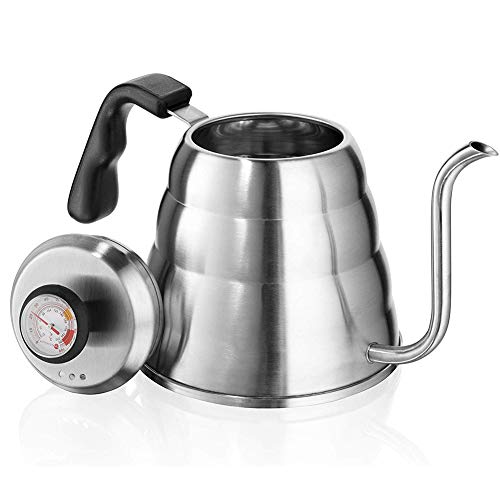 Hervidor de café con termómetro para temperatura exacta – cuello de cisne de alta calidad de acero inoxidable para cocinar café con goteo y té (40 fl oz/1.2 litros)