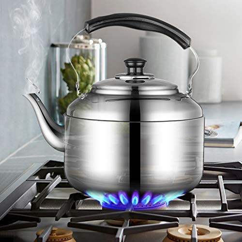 Hervidor HMLIFE Caldera de Gas 304 Acero Inoxidable Silbato de Alta Capacidad Espesar Hogar Cocina de inducción de Gas Restaurante Caldera (Tamaño : 5L)