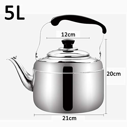 Hervidor HMLIFE Caldera de Gas Que silba Acero Inoxidable 304 Espesar Cocina de inducción de Gas de Alta Capacidad para el hogar Restaurante Caldera (Tamaño : 5L)