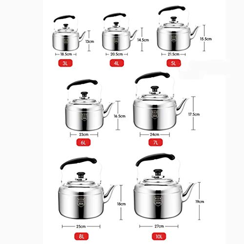 Hervidor HMLIFE Caldera de Gas silbante Hogar de Acero Inoxidable 304 Espesar Cocina de inducción de Gas de Alta Capacidad Caldera de Restaurante (Tamaño : 5L)