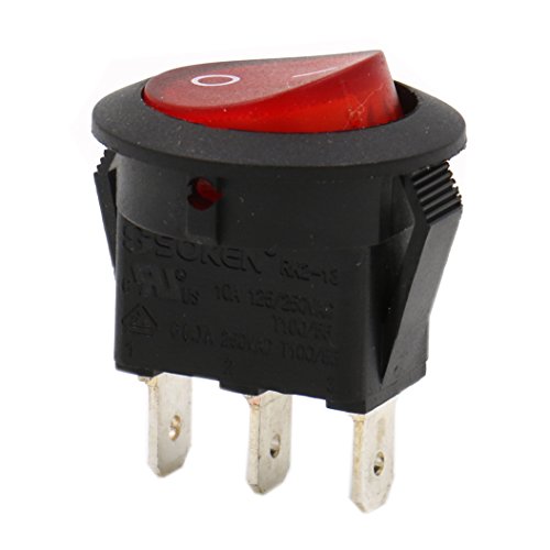 heschen rojo Ronda Rocker Interruptor Redondo SPST ON-OFF 3 Terminales 10 A 250 VAC UL VDE 5 unidades