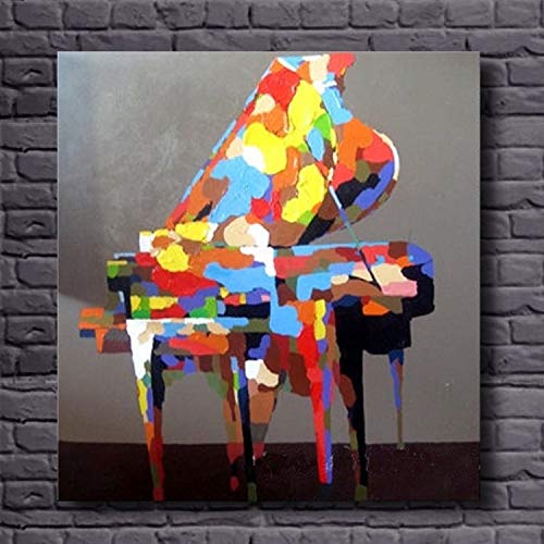 hetingyue Impresión de Gran tamaño Pintura al óleo Mural Arte de Pared Piano Imagen Sala Pintura sin Marco Pintura 45x60cm