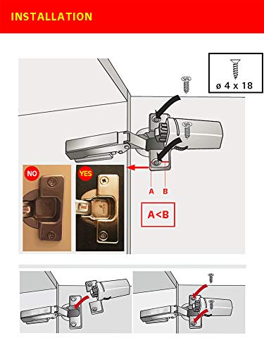 Hettich Cierre Suave Amortiguador de Cazoleta de Bisagras Silent System Soft Close Amortiguadores para Cocina Muebles Armario Puerta Parada Apagador Tornillo Totalmente Solapado Juego de 2