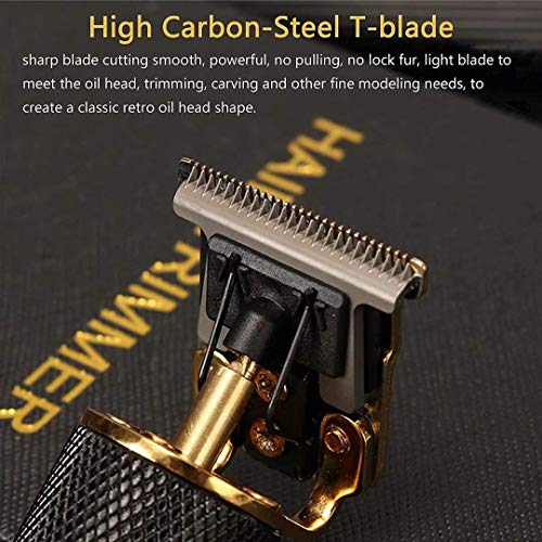 Hexiao - Cordless T Outliner Trimmer Zero Gapped Cabello Clipper - Zero Gapped T-Blade Regulador de Cabello 0mm Baldheaded Clippers de Cabello para Self Haircut (Oro) xiao1230