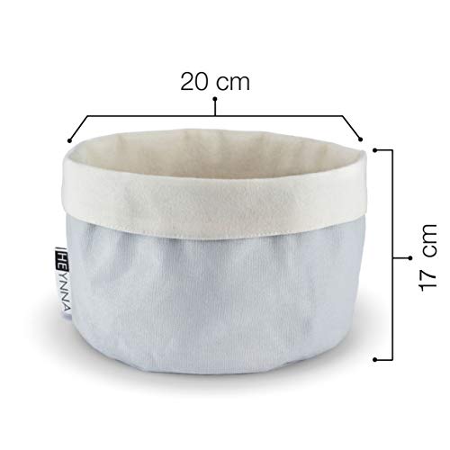 Heynna Cesta de panecillos para servir y almacenar tostadas, panecillos, pastas y pan; de algodón, redonda, premium, de 20 cm de diámetro, gris/crema