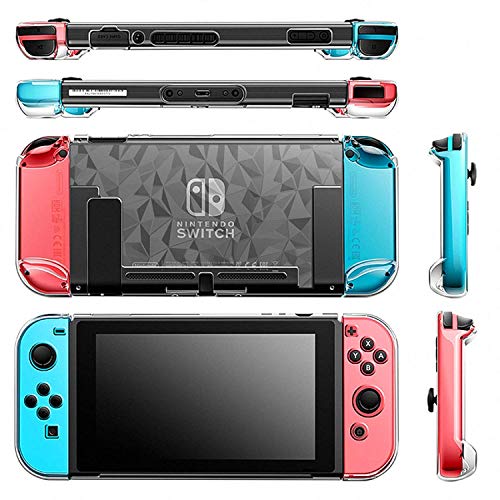 HEYSTOP Carcasa Nintendo Switch, Funda Nintendo Switch con Protector de Pantalla para Nintendo Switch Console y Joy Cons con 6 Agarres para el Pulgar