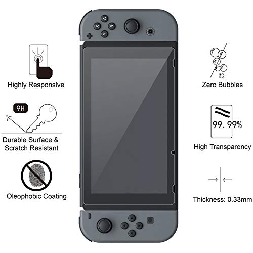 HEYSTOP Funda Compatible con Nintendo Switch con Protector de Pantalla, TPU PC Carcasa de Protección para Nintendo Switch, Anti-Choques/Arañazo (Negro/Azul)