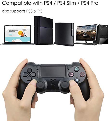 HFSKJ 2 Paquetes de Ps4 Controller Wireless Gamepad para Playstation 4/Pro/Slim con Motores de Movimiento y Audio,Gamepad Remoto Recargable USB (Negro)