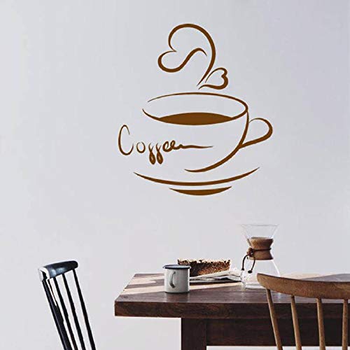 HFWYF Adesivo murale Tazza di caffè Amore caffè bevanda calda Aroma murale Camera da letto caffetteria ristorante Interior Design Decorativo adesivo da parete in vinile 57x62 cm