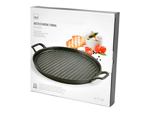 H&H 2601 - Parrilla Redonda, Hierro Fundido, Negro