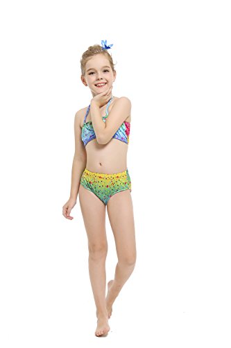 HHD® 3Pcs Establece bañadores niña Traje de baño Bañador De Sirena Disfraz De Princesa Bikini niña Cola de Sirena para Nadar Las niñas Bikini de Traje de baño