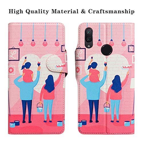 HHDY Compatible Huawei Y7 2019 Funda, Diseño PU Cuero Libro Soporte Plegable y Ranuras para Tarjetas Dibujos Caso Cover para Huawei Y7 2019 / Y7 Pro 2019 / Y7 Prime 2019,Family