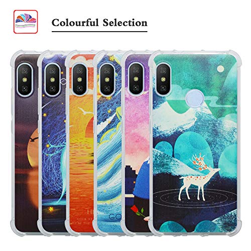 HHDY Xiaomi Mi A2 Lite Funda, Pintura Ultrafina Suave TPU Silicona Diseño de Bumper Cojín de Aire Protección Cover para Xiaomi Mi A2 Lite/Xiaomi Redmi 6 Pro,Sunset