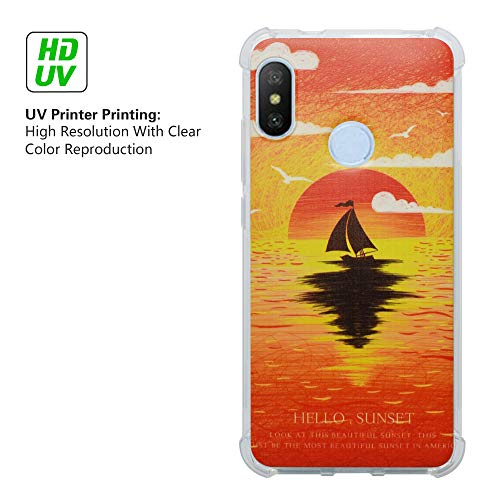 HHDY Xiaomi Mi A2 Lite Funda, Pintura Ultrafina Suave TPU Silicona Diseño de Bumper Cojín de Aire Protección Cover para Xiaomi Mi A2 Lite/Xiaomi Redmi 6 Pro,Sunset