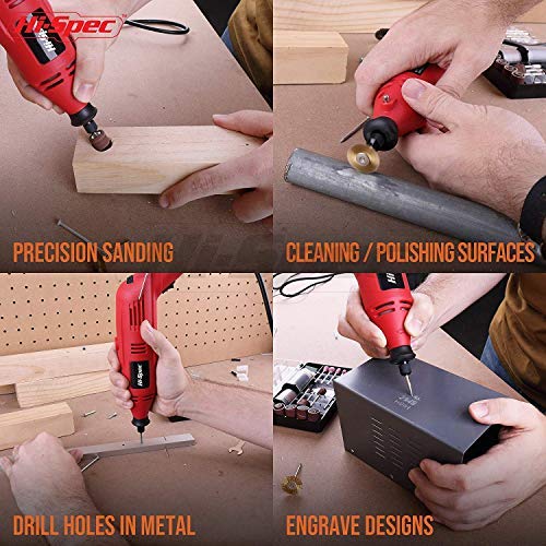 Hi-Spec Mini Amoladora Herramienta Rotatoria Multiusos Eléctrica 135W hasta 30.000rpm para Bricolaje Cortar, Pulir, Lijar, Grabar, Tallar Detalles con Kit de 120 Accesorios