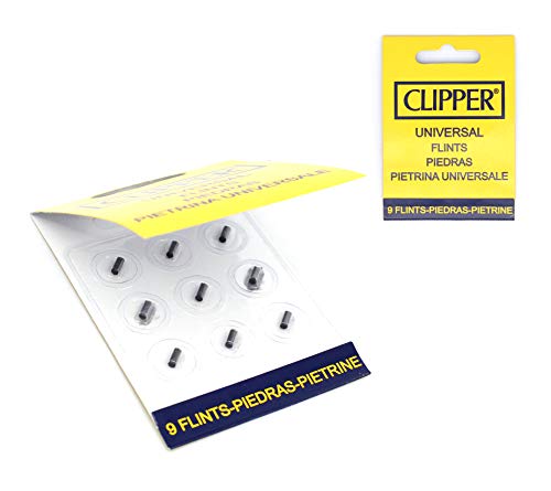 HIBRON Clipper 4 Mecheros Encendedores Diversos Surtidos Bonitos, 1 Carga Gas Encendedor Clipper 300 Ml,9uds De Piedra Clipper Y 1 Llavero Gratis 1-10003-10