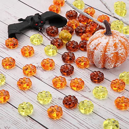 Hicarer 60 Piezas Mini Calabaza de Acrílico Calabaza Artificial de Esparcir en Mesa Llenadores de Jarrones Adornos de Otoño para Decoración de Fiesta de Navidad Halloween Día de Acción de Gracias