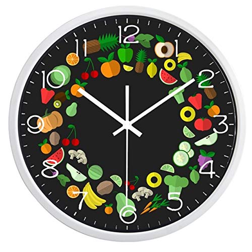 HIDFQY Reloj de Pared Vintage Vegetales y Frutas maquinaria de Cuarzo Decorativo para el hogar/la Cocina/la Oficina/la Escuela 12 Inch