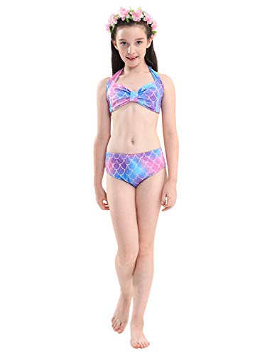 Hifunbay Cola de Sirena niña para Nadar Incluido Traje de Sirena baño de Bikini de 3 Piezas (DH48,120)