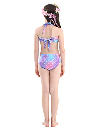 Hifunbay Cola de Sirena niña para Nadar Incluido Traje de Sirena baño de Bikini de 3 Piezas (DH48,120)