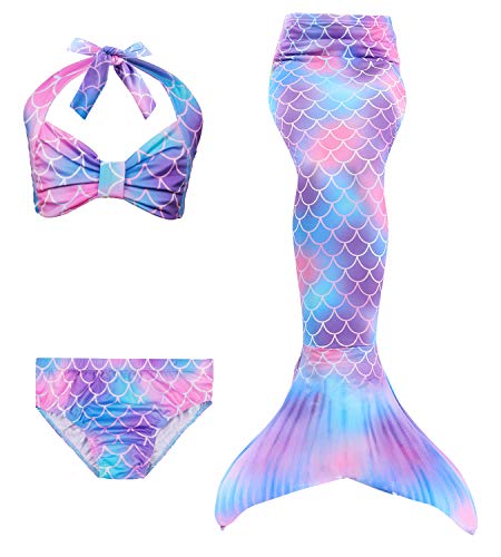 Hifunbay Cola de Sirena niña para Nadar Incluido Traje de Sirena baño de Bikini de 3 Piezas (DH48,120)