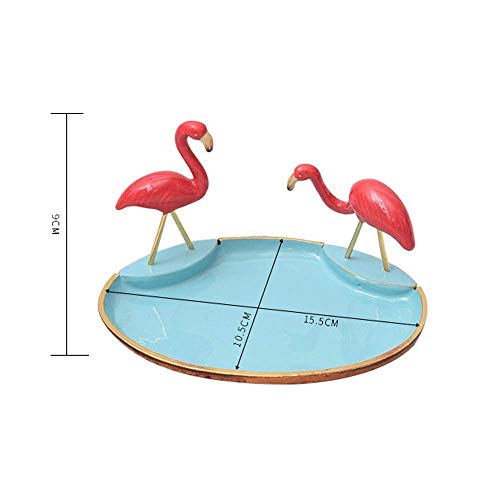 HIGHKAS Aleación Creativa Moderna Flamingo Trinket Tray Metal Jewelry Display Plate Pulsera Pendientes Collar Anillo Placas Almacenamiento Candy Plate Bandeja vanidad Plato Decorativo Accesorios fo