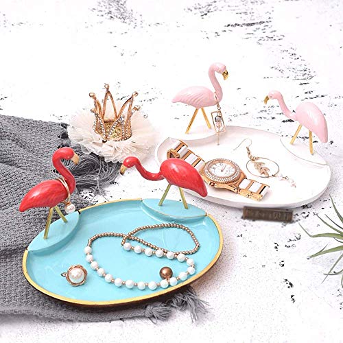 HIGHKAS Aleación Creativa Moderna Flamingo Trinket Tray Metal Jewelry Display Plate Pulsera Pendientes Collar Anillo Placas Almacenamiento Candy Plate Bandeja vanidad Plato Decorativo Accesorios fo