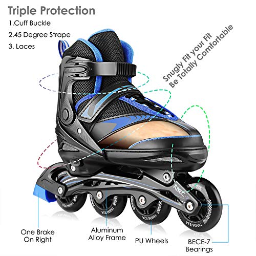 Hikole Patines en Linea para Adultos y Adolescentes Tamaño Ajustable (35-43) Patines para Hombres y Mujeres Patines de Ruedas Transpirables y Cómodos