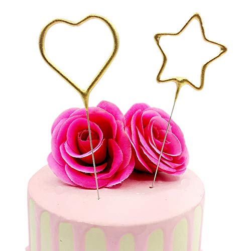 Hileyu 10 velas de cumpleaños con forma de corazón y estrellas para tartas, velas de cumpleaños, bodas, aniversarios, fiestas de Navidad