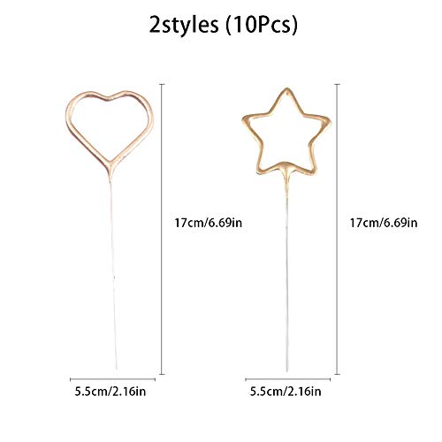 Hileyu 10 velas de cumpleaños con forma de corazón y estrellas para tartas, velas de cumpleaños, bodas, aniversarios, fiestas de Navidad