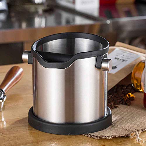 HilMe - Caja de café con molinillo de café duradero con barra extraíble y base antideslizante, acero inoxidable para accesorios de cafetera espresso, No nulo, Plateado, Tamaño libre