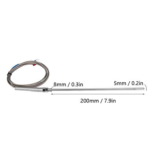 Hilo de sensor de temperatura de sonda termómetro de tipo K 200 mm M8 0 – 400 para la medición de la temperatura (3 m)