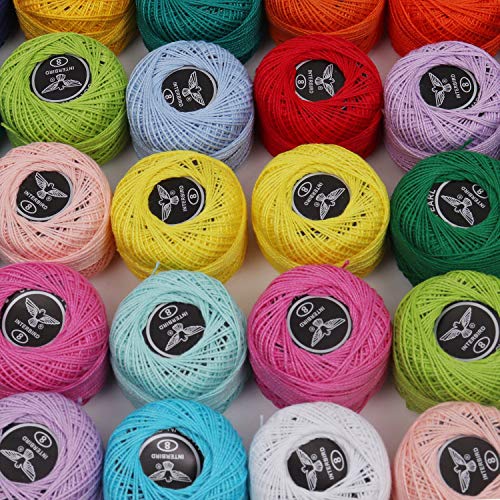 Hilos de Ganchillo (42 Piezas) - Colores Variados Hilado de algodón 1470 Medidor en Total - 5 g crochet Hilo para Bordar, Patrones, Artesanía Hecha a Mano (0.8 mm Grosor)