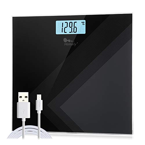 Himaly Carga USB Báscula de baño Antideslizante, Digital de Alta Medición Precisa 180kg / 400lbs, Pantalla LCD digital de gran área