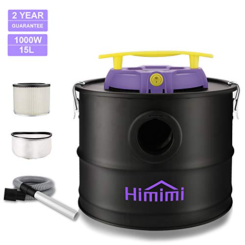 Himimi Aspirador de Cenizas, Colector de Polvo 1000W 15L de Gran Capacidad, Apto para Horno, Chimenea, Parrilla